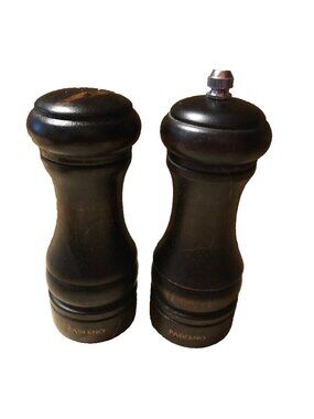 Paderno Salt Shaker & Pepper Mill Walnut Medium Expresso Wood 5” MCM Vintage